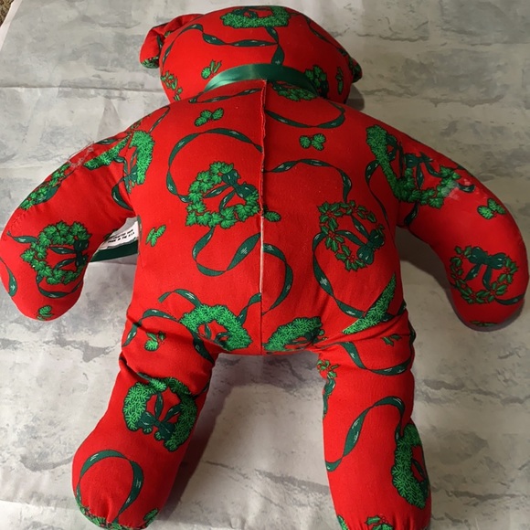 Vintage Holiday Teddy Bear with Christmas print - Picture 6 of 6